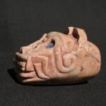 🐆 Pre-Columbian Feline Head – Chavín Style in Quartz-Granite with Stone Inlays