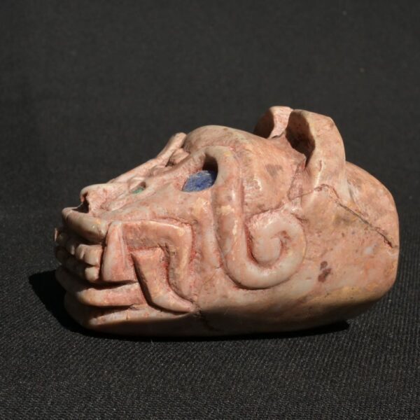 🐆 Pre-Columbian Feline Head – Chavín Style in Quartz-Granite with Stone Inlays - Imagen 1