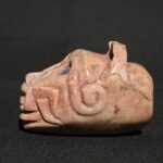 🐆 Pre-Columbian Feline Head – Chavín Style in Quartz-Granite with Stone Inlays - Imagen 2