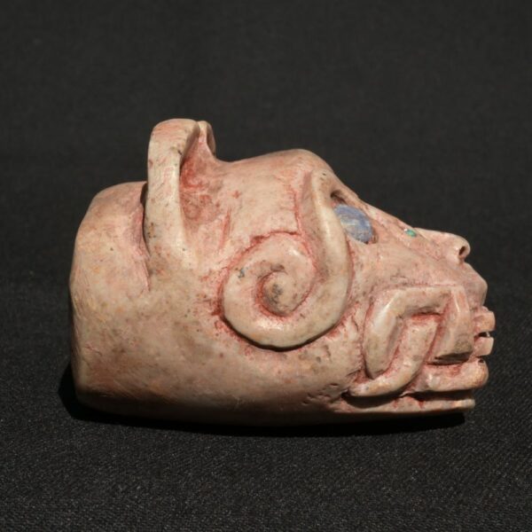 🐆 Pre-Columbian Feline Head – Chavín Style in Quartz-Granite with Stone Inlays - Imagen 4