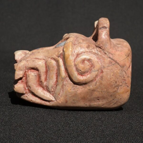 🗿 Title:Ancient Chavín Jaguar Head Sculpture – Quartz-Granite with Sodalite Inlays – Ritual Artifact from Pre-Columbian Peru - Imagen 2