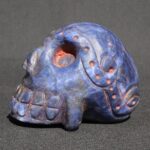 Sodalite Skull 450g Hand Carved w/ Double-Headed Serpent & Quartz Veins