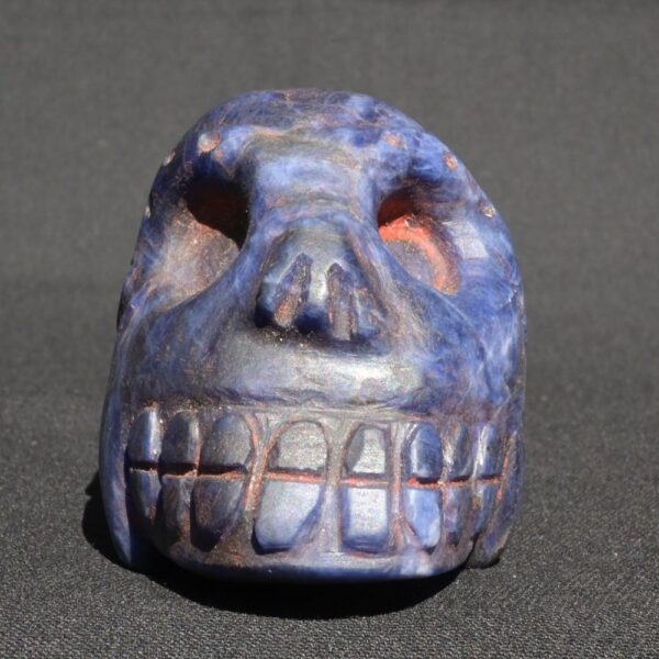 Sodalite Skull 450g Hand Carved w/ Double-Headed Serpent & Quartz Veins - Imagen 4