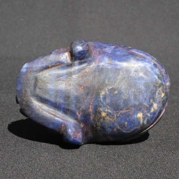 Sodalite Skull 450g Hand Carved w/ Double-Headed Serpent & Quartz Veins - Imagen 6