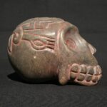 🏷️Granite Skull Sculpture 1600g – Two-Headed Serpent & Feline Motif, Hand Carved - Imagen 3