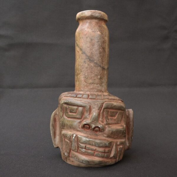 🏷️Chavín Granite Ritual Bottle 2001g – Feline Face, Pre-Columbian Style Sculpture - Imagen 1