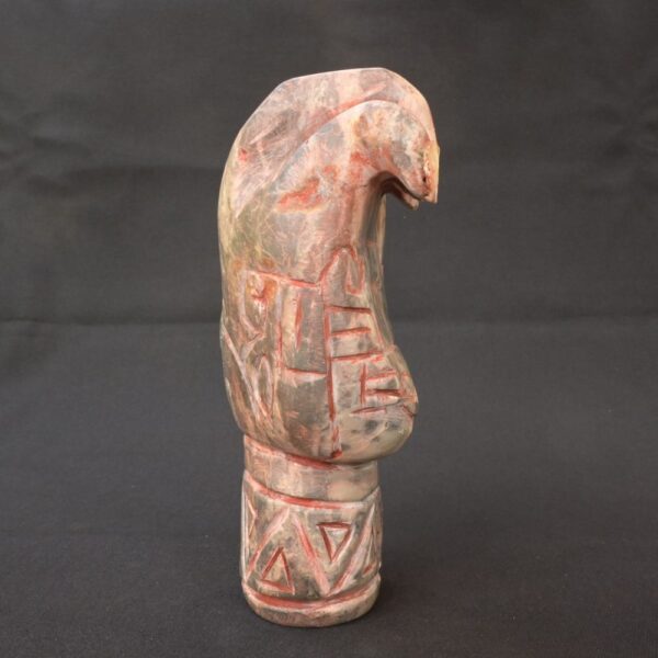 🏷️Moche Ritual Stone Hand 2000g – Inlaid Shell, Serpent Motifs, Turquoise Sculpture - Imagen 4