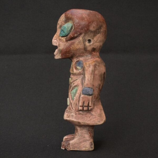 🏷️Pre-Columbian Alien Figure 500g – Nasca Style with Turquoise & Sodalite Inlays - Imagen 2