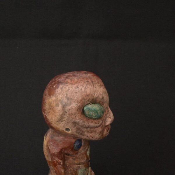 🏷️Pre-Columbian Alien Figure 500g – Nasca Style with Turquoise & Sodalite Inlays - Imagen 5