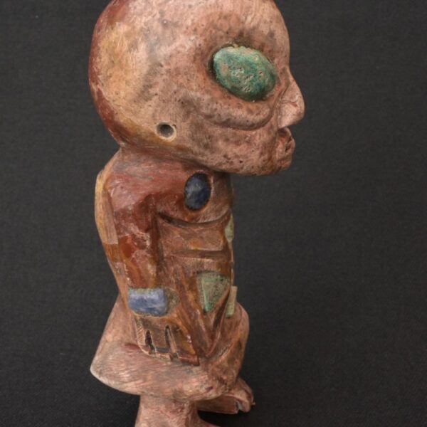🏷️Pre-Columbian Alien Figure 500g – Nasca Style with Turquoise & Sodalite Inlays - Imagen 6