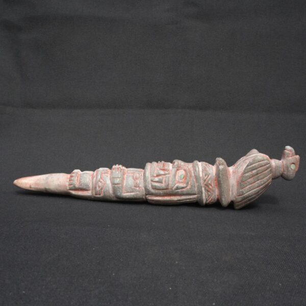 🏷️Condor Ritual Scepter 800g – Granite & Quartz, Feline Figure, Turquoise Inlays - Imagen 1
