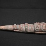 🏷️Condor Ritual Scepter 800g – Granite & Quartz, Feline Figure, Turquoise Inlays - Imagen 2