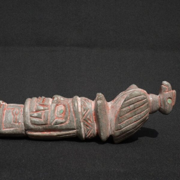 🏷️Condor Ritual Scepter 800g – Granite & Quartz, Feline Figure, Turquoise Inlays - Imagen 3