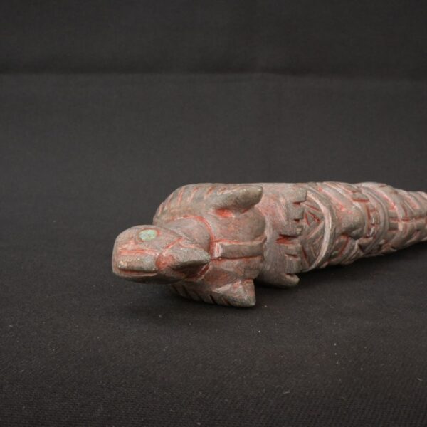 🏷️Condor Ritual Scepter 800g – Granite & Quartz, Feline Figure, Turquoise Inlays - Imagen 8