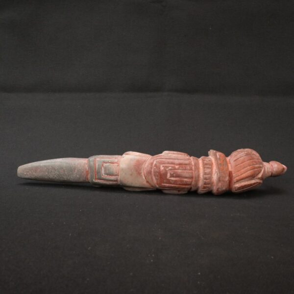 🏷️Condor Ritual Scepter 600g – Granite Stone, Turquoise Eyes, Seated Figure Carving - Imagen 4