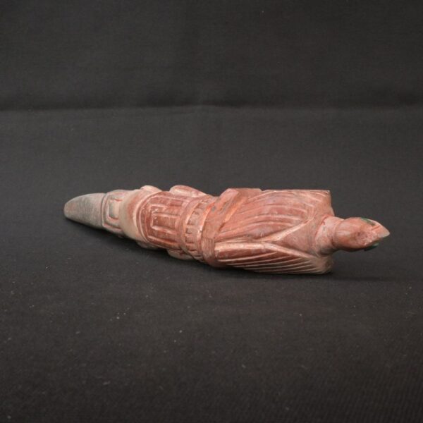🏷️Condor Ritual Scepter 600g – Granite Stone, Turquoise Eyes, Seated Figure Carving - Imagen 5