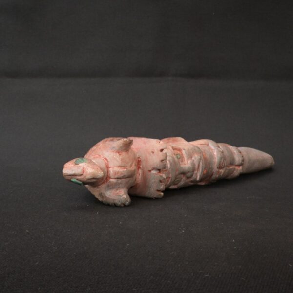 🏷️Condor Ritual Scepter 600g – Granite Stone, Turquoise Eyes, Seated Figure Carving - Imagen 6