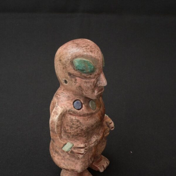 🏷️Alien Figure Paracas Style 1000g – Granite Sculpture with Sodalite & Turquoise Inlay - Imagen 5