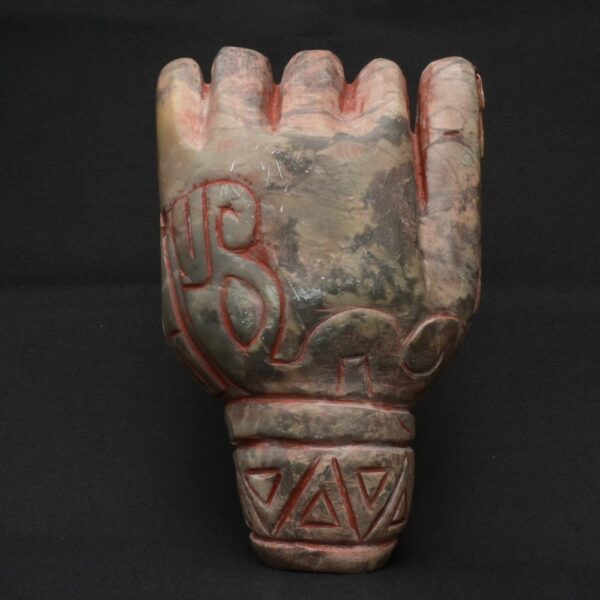 Moche ritual hand sculpture with pre-Columbian mother-of-pearl inlays - Imagen 4