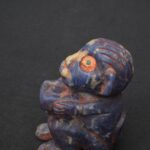 Handcrafted Sodalite Monkey Figurine Quartz Veins Inlaid Turquoise Eyes Art - Imagen 5