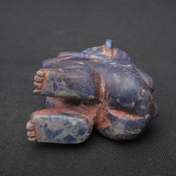 Handcrafted Sodalite Monkey Figurine Quartz Veins Inlaid Turquoise Eyes Art - Imagen 7