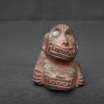 Moche Ritual Monkey Vessel Granite Stone Inlaid Turquoise PreColumbian Art - Imagen 4