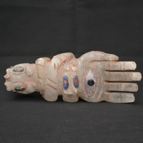 Moche Quartz Ritual Hand Sculpture Inlay Obsidian Amethyst Turquoise Art - Imagen 1