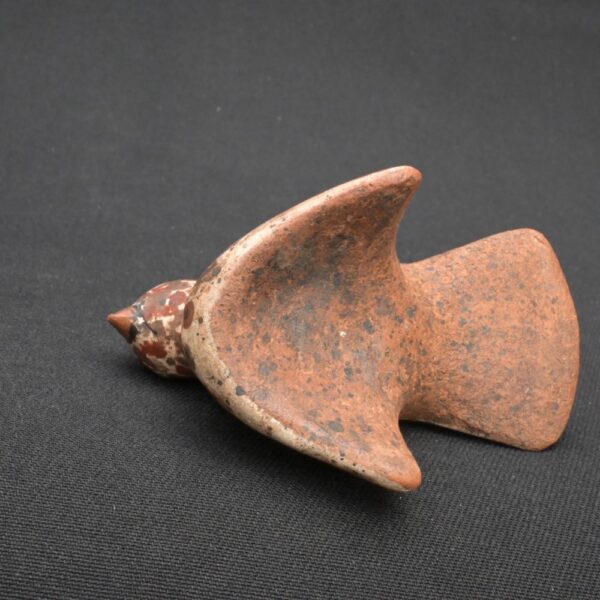 Nazca ceramic bird whistle with painted feather motifs - Imagen 7