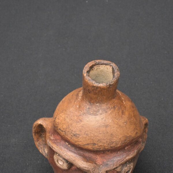 🟩Moche Feline Priest Head Bottle – Pre-Columbian Ceramic Ritual Vessel - Imagen 5