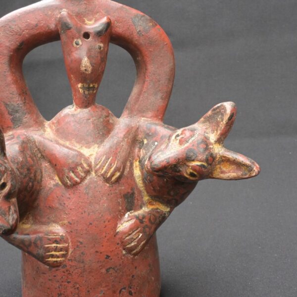 🟩Sican Ritual Bottle with Two Felines – Pre-Columbian Ceramic Artifact - Imagen 7