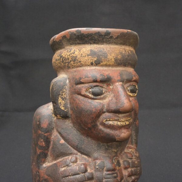🟩Tiahuanaco Ritual Vessel – Chubby Man with Giant Toad on Back - Imagen 6