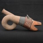 🟩Moche Ritual Fox Horn – Pre-Columbian Ceramic Trumpet Instrument