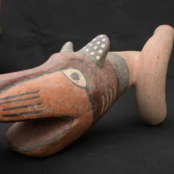 🟩Moche Ritual Fox Horn – Pre-Columbian Ceramic Trumpet Instrument - Imagen 8