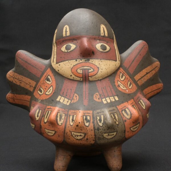 Nazca Ritual Bird Vessel with 9 Faces – Pre-Columbian Ceramic Artifact - Imagen 1