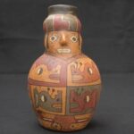 Paracas Ritual Bottle – Man Figure with Mythical Creatures Design