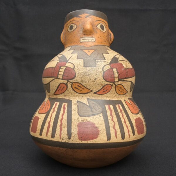 🔷Nasca Ceramic Bottle – Pre-Columbian Woman Motif, Artifact from Peru - Imagen 1