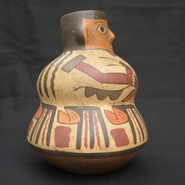 🔷Nasca Ceramic Bottle – Pre-Columbian Woman Motif, Artifact from Peru - Imagen 4