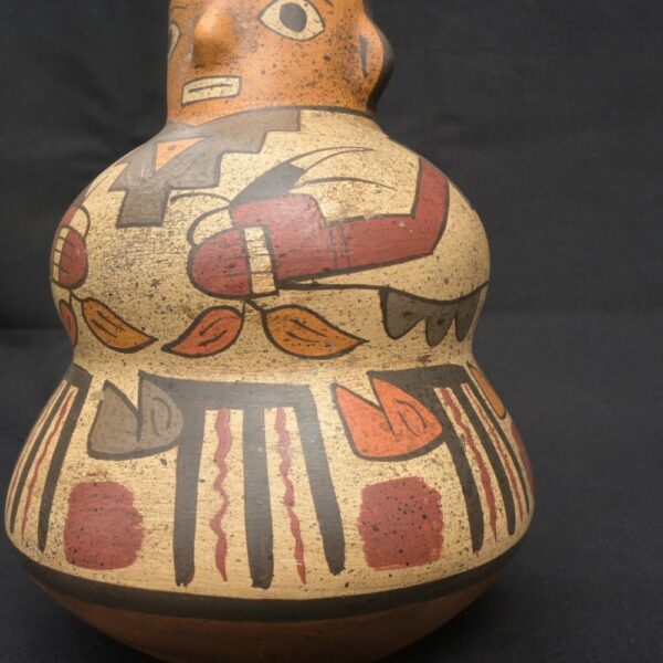 🔷Nasca Ceramic Bottle – Pre-Columbian Woman Motif, Artifact from Peru - Imagen 9