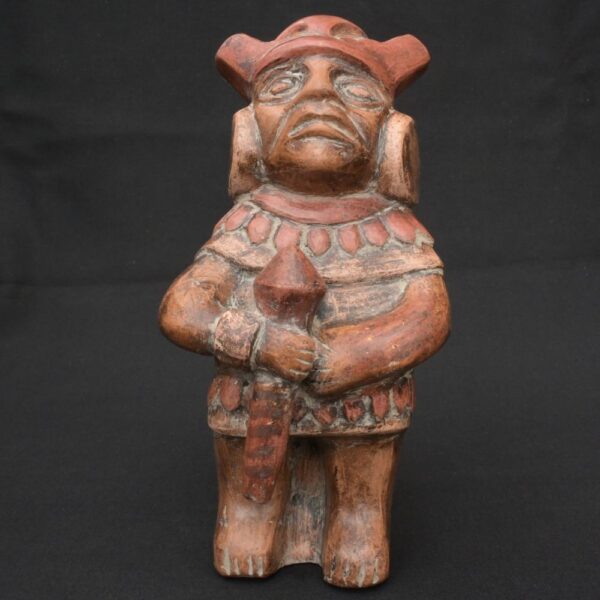 🛡️ Moche Warrior Figurine – Pre-Columbian Ritual Ceramic Art - Imagen 1