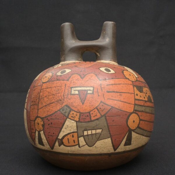 🌞 Nazca Ritual Bottle – Ceramic with Mythical Human Figure Art - Imagen 1