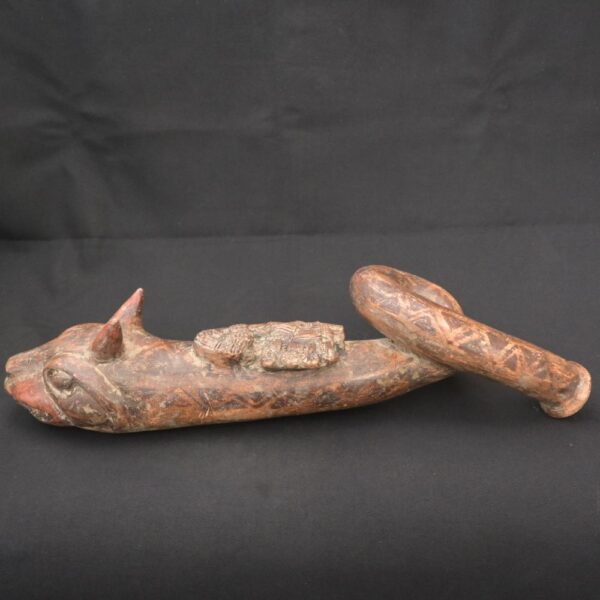 🎺 Moche Feline Trumpet – Curved Ritual Ceramic Wind Instrument - Imagen 2