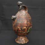 Inca Ceramic Bottle with Feline Heads 🐾 – Handcrafted Ritual Vessel