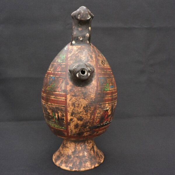 Inca Ceramic Bottle with Feline Heads 🐾 – Handcrafted Ritual Vessel - Imagen 5