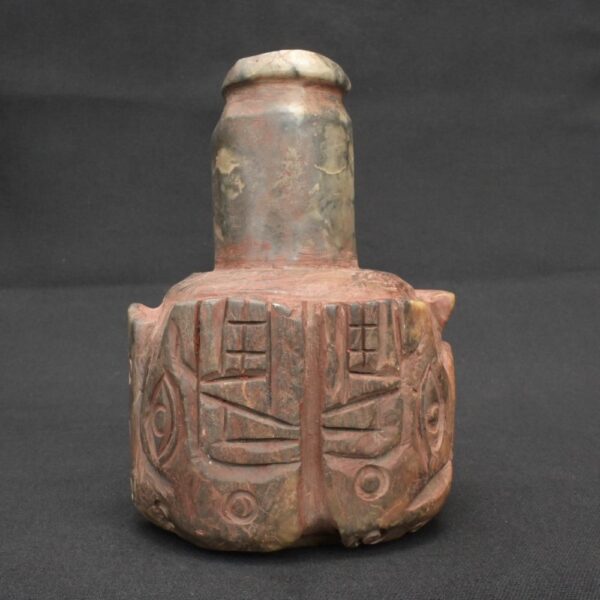 Chavín ritual stone bottle with a two-headed serpent engraving - Imagen 5