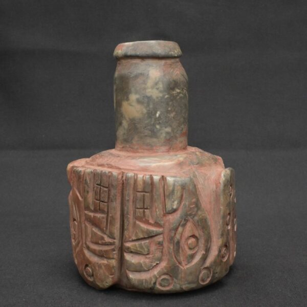 Chavín ritual stone bottle with a two-headed serpent engraving - Imagen 9