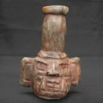 Chavín Stone Bottle with Two-Faced Feline-Human Ritual Head Design