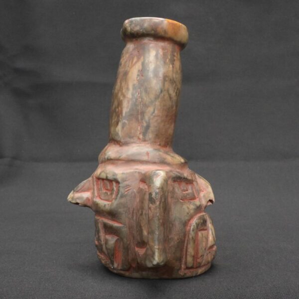 Chavín Stone Bottle with Two-Faced Feline-Human Ritual Head Design - Imagen 4