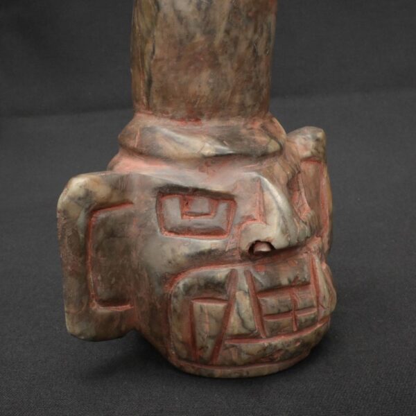 Chavín Stone Bottle with Two-Faced Feline-Human Ritual Head Design - Imagen 6
