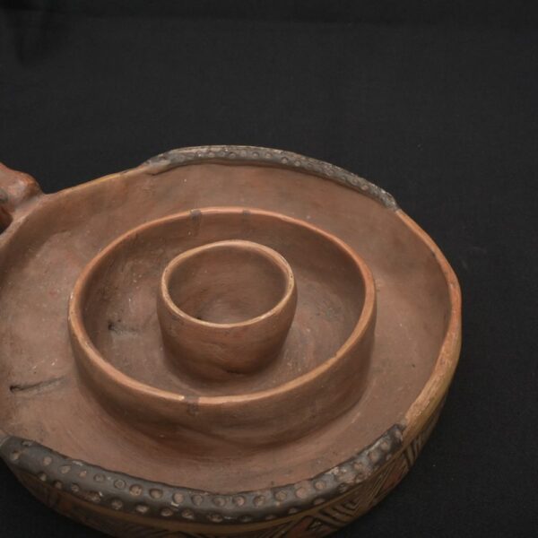 Precolumbian Inca Ritual Cocha Bowl with Triple Spouts and Geometric Art - Imagen 8
