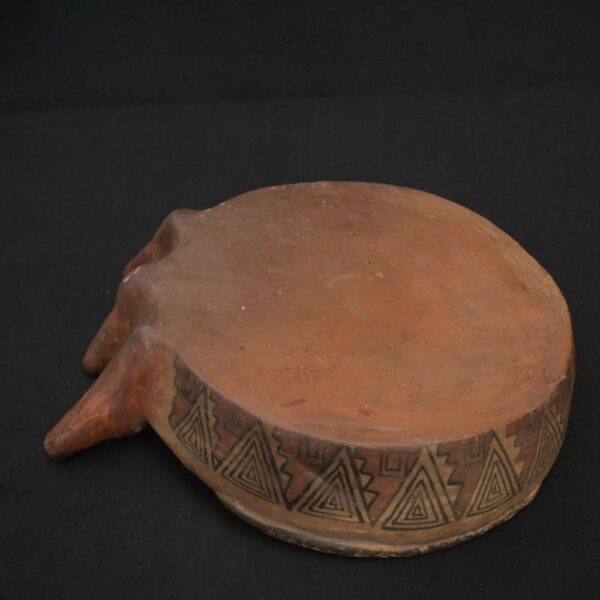 Precolumbian Inca Ritual Cocha Bowl with Triple Spouts and Geometric Art - Imagen 9